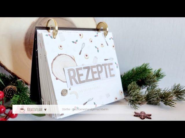 Rezeptbuch basteln, mit "Mathildes Plätzchen", Minialbum mit Discbindung, #rosawintermärchen2024