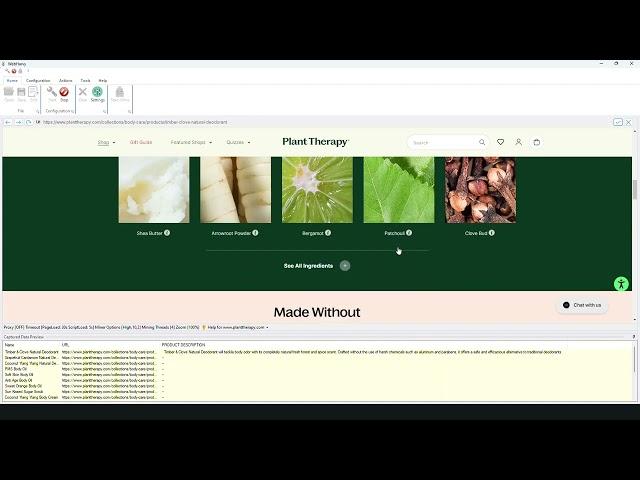 Scraping  PlantTherapy.com | Item Description and Ingredients