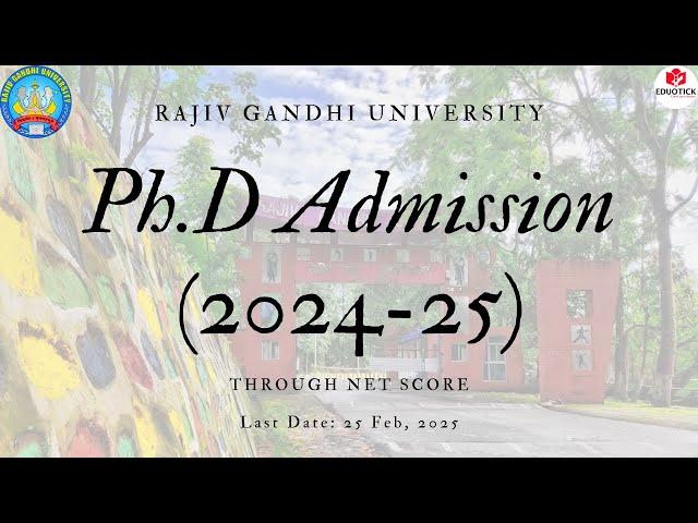 PhD Admission in Rajiv Gandhi University 2025 through NET PhD Eligibility | PhD Program in RGU