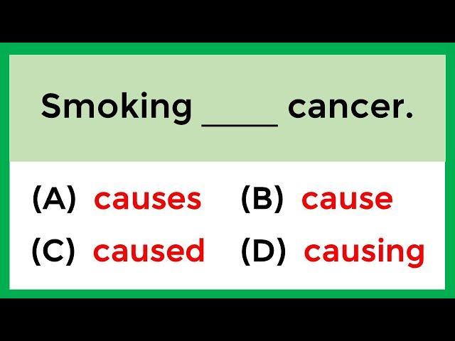 Mixed Grammar Test | If you score over 70% on this quiz,  your English is EXCELLENT!