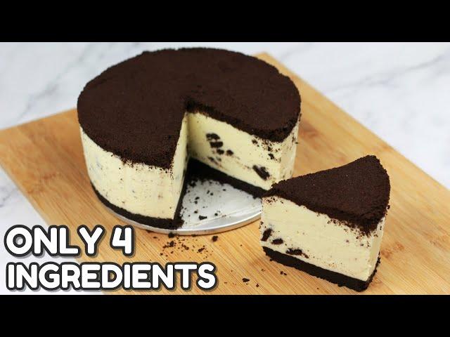 ONLY 4 INGREDIENTS OREO CHEESECAKE! [ NO GELATIN, NO BAKE, NO MIXER ]