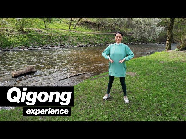 Qigong by the creek. Vilnelė, Vilnius, Lithuania. Inesa Baski & Martynas Rusteika