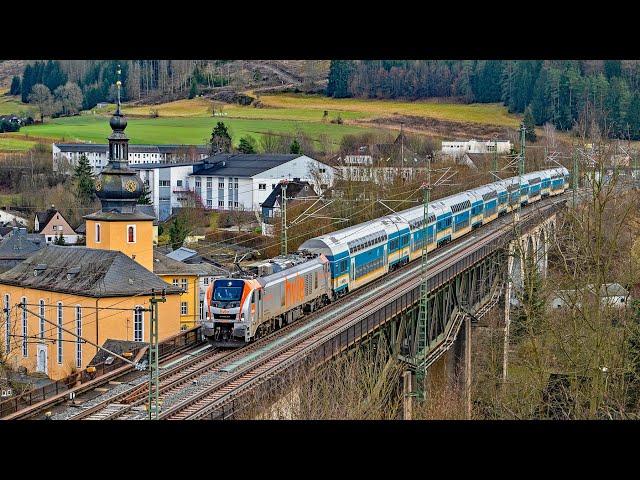 Überführung ALEX-Doppelstockwagen, I am Einziganders Vectron, SETG, LEG uvm. auf der Frankenwaldbahn