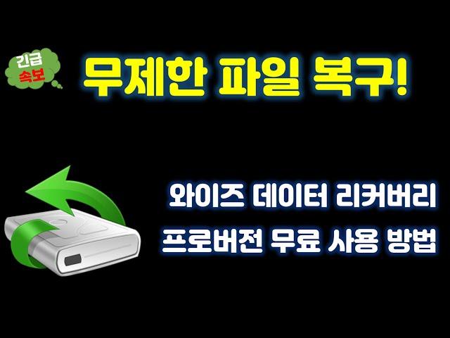 [긴급속보] 윈도우 필수 프로그램이죠? 실수로 지운 파일을 복구 해 주는 와이즈 데이터 리커버리 프로버전 무료 사용 방법을 알려 드립니다