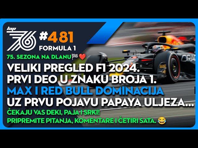 Lap76 #481 F1 Veliki pregled 2024!  Max i Checo tri duple pobede u prve četiri trke! Šta bi potom?