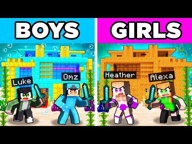 BOYS vs GIRLS UNDERWATER HOUSE Battle In Minecraft!