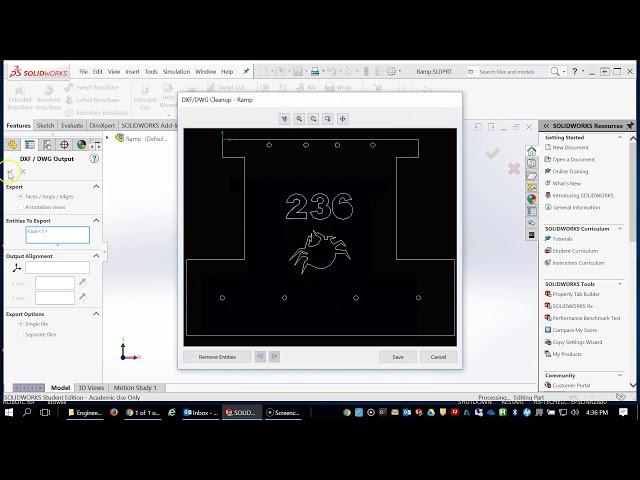 Creating DXF files from Solidworks models and Drawings