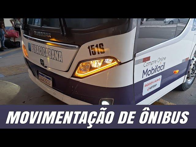 MOVIMENTAÇÃO DE ÔNIBUS NA RODOVIÁRIA DE PRAIA GRANDE - ÔNIBUS AUTOMATICO BUSSCAR DA PIRACICABANA