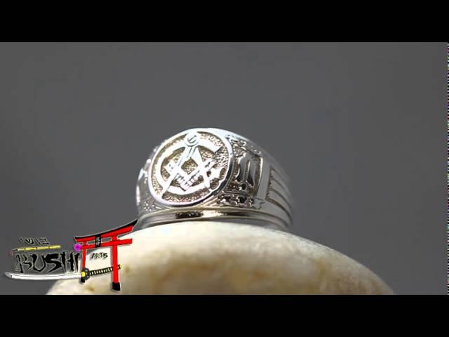 925 Sterling Silver Antique Masonic Ring Master Freemason Square and Compass