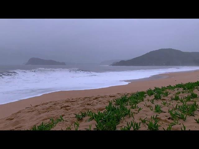 Ocean Waves Crashing at Stormy Beach w/ Sea Rain | Relaxing Sounds for Sleep & Tinnitus: Brown Noise