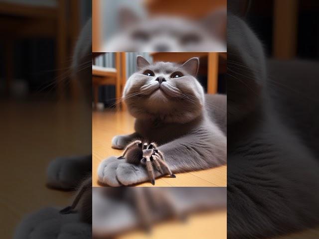 The gray cat wants to be Spiderman. #shorts #cat #funny #trending