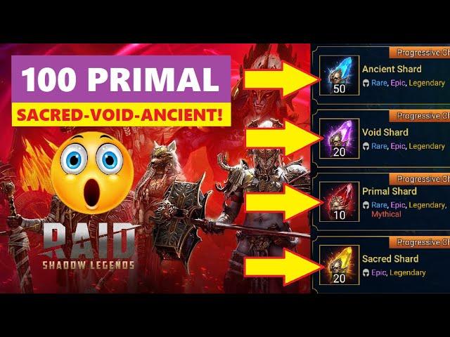 MYTHICAL TIME? 100 Primal Sacred Shard Pulls in RAID Shadow Legends!