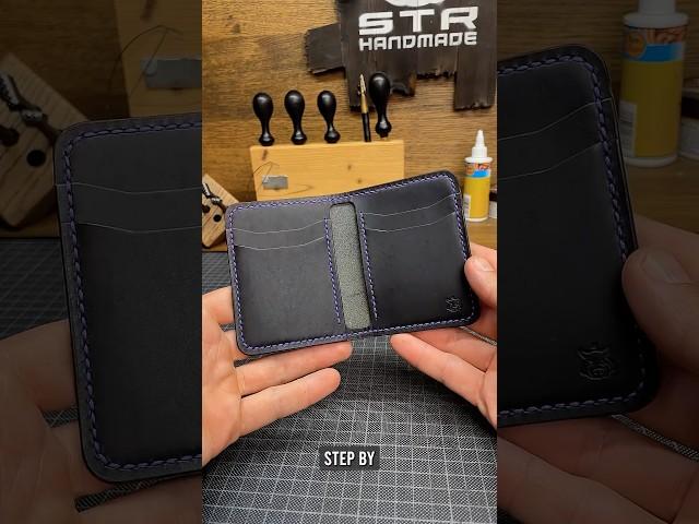Making “Bramble V3.0” mini-wallet “Minerva” veg tan leather Black color & Purple stitch