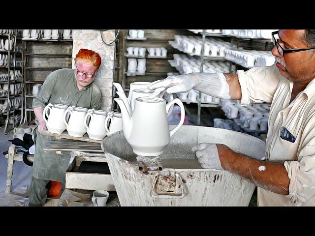 Ceramic Pottery Slip Casting Process | Glazed Ceramics Teapot Making Factory