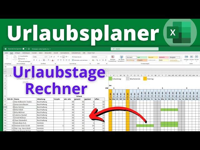 Excel Urlaubsplaner 2025 erstellen - Urlaubstage automatisch eintragen & berechnen [für Mitarbeiter]