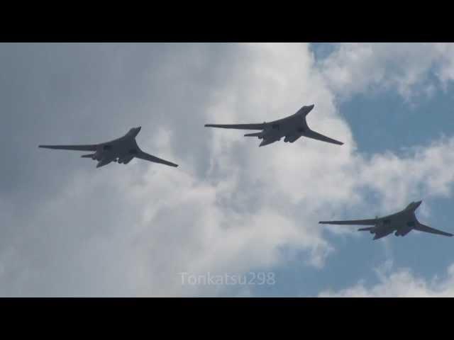 Tu-22 Tu-95 Tu-160 Fly over Russian Air Force 100th Anniversary Air Show 2012