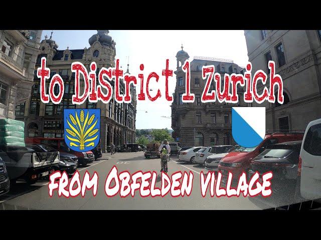 Driving from Obfelden village_Zurich to District 1 Zurich - Switzerland