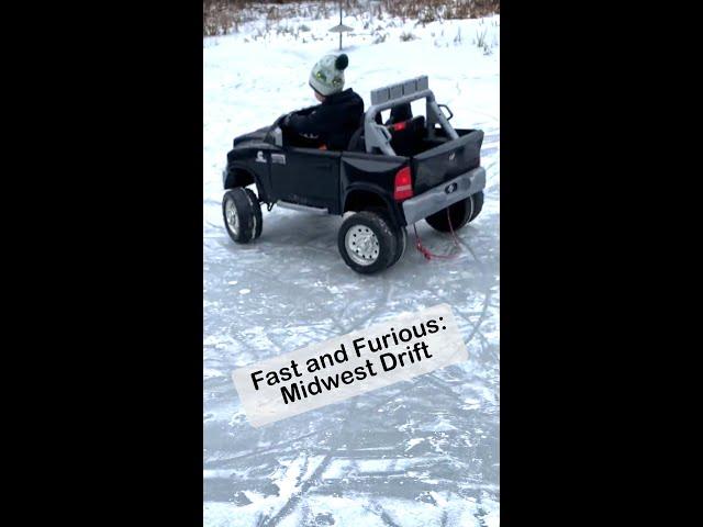 4 yr old drifting his Power Wheel #drift #forkids #powerwheels #ramtrucks