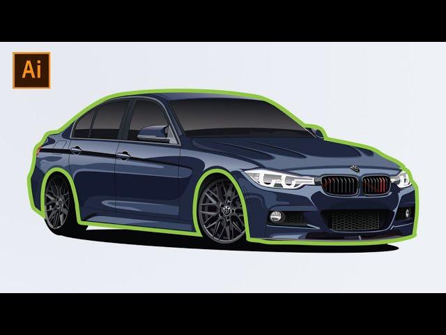 Adobe Illustrator CC Tutorial | How to Illustrate a Car Part 1 | Outline Using the Pen Tool BMW F30