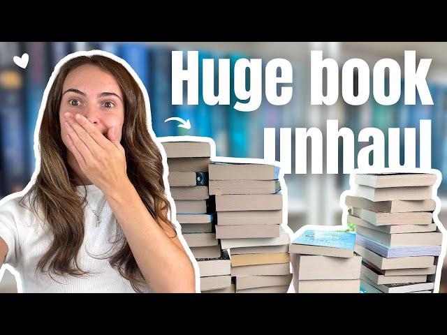 Huge book unhaul 35+ books! *spring clean with me* | booktube