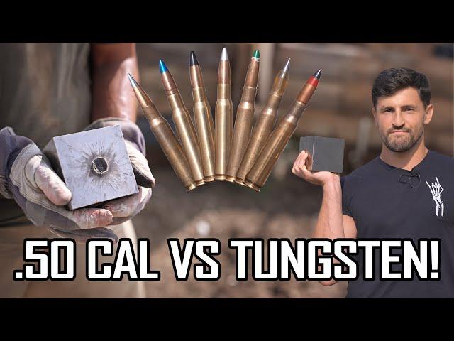 STRONGEST .50 Cal Rounds vs Tungsten Cube! ft. @HoustonJones