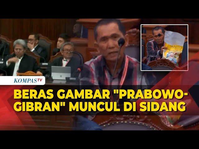 Momen Saksi Tunjukkan Karung Beras Bergambar Prabowo-Gibran di Sidang MK