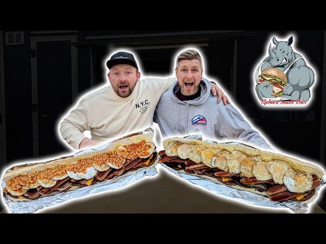 UNDEFEATED!? RICHIE'S LENGTH 2 FOOT BREAKFAST ROLL | FIRST FOOD CHALLENGE IN WALES! @Wayneeatssworld