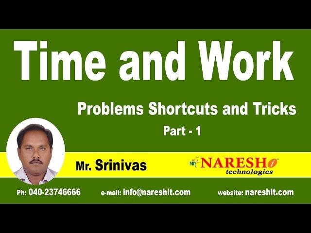 Time and Work Problems Shortcuts and Tricks Part-1 | CRT Training