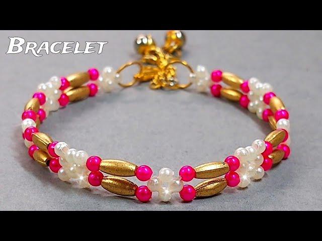 BRACELET MAKING WITH  BEADS #0358 | BRACELET BANANE KA TARIKA | HANDMADE HANDMADE JEWELLERY