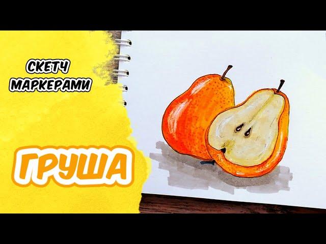 Как нарисовать ГРУШУ маркерами | Урок рисования для начинающих | Фуд скетчинг