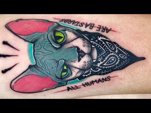 Neo Traditional Sphynx Tattoo - Time Lapse