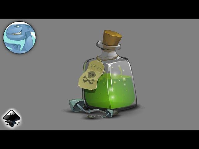 Magic potion bottle - Inkscape vector graphics - Process of creation