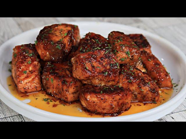 Honey Butter Garlic Glazed Salmon Bites