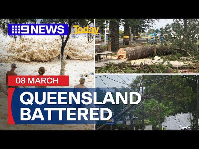 Ex-Tropical Cyclone Alfred lashes Queensland | 9 News Australia