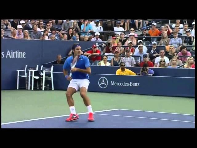 Roger Federer Moments -- Faked Dropshot Forehand Slice Winner