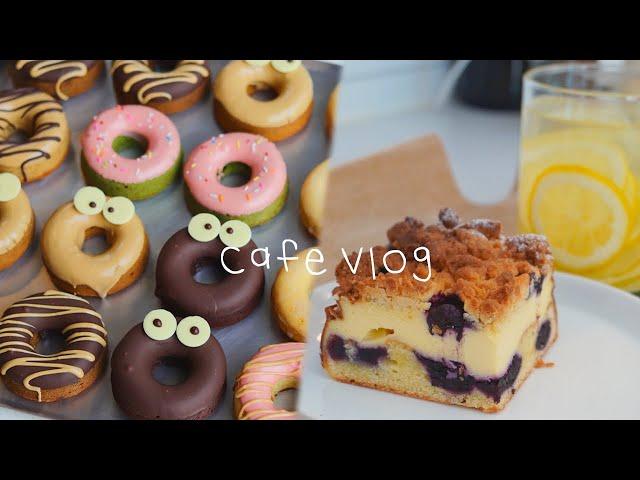 Café Vlog with Cozy Vibes | Day I made Adorable Doughnuts and Desserts ٩(ัᴗั ๑)