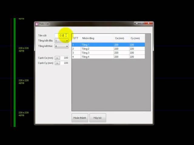 RCCd - Phan mem ve va thong ke cot thep Cot