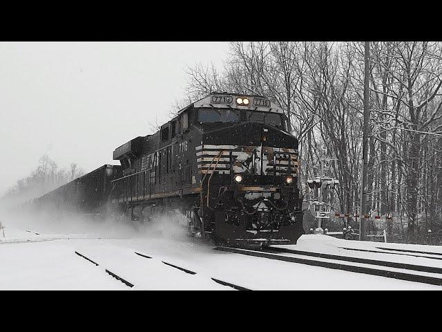  Single Locomotive Norfolk Train in the Snow 