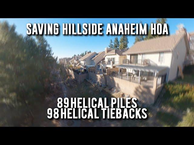 98 Helical Tiebacks & 89 Helical Piles To Save Failing Retaining Wall At HOA in Anaheim Hills, CA