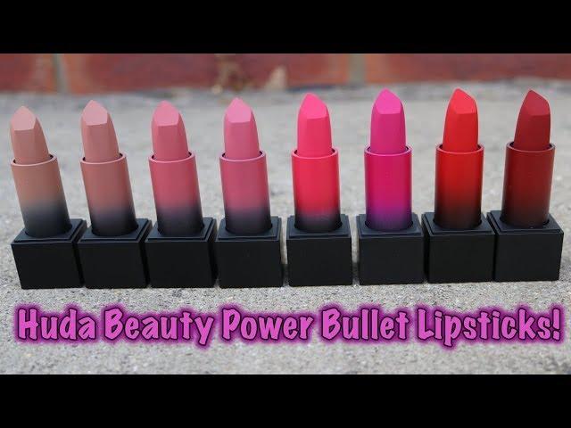 REVIEW & DEMO: NEW Huda Beauty Power Bullet Matte Lipsticks - Icon Collection