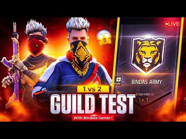 FREE FIRE LIVE GUILD TEST | FF LIVE  | BINDASS GAMER #freefirelive #ff #freefire #freefiregiveaway