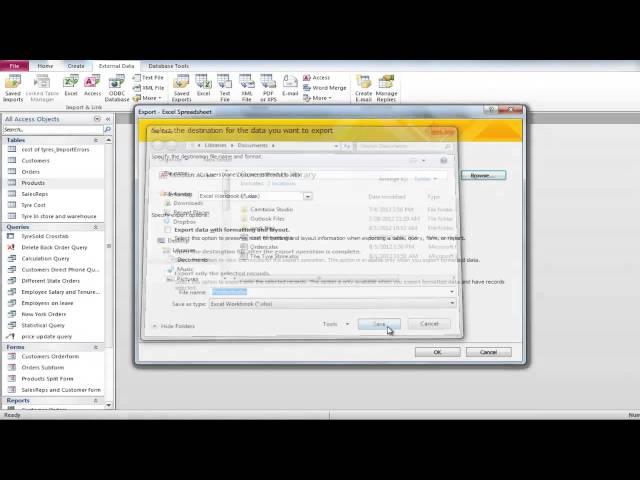 How to export file into excel from Microsoft Access