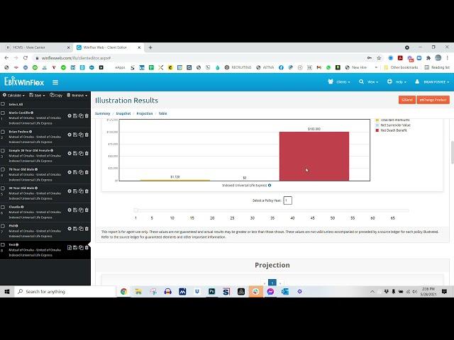 Using winflex to create an IUL illustration