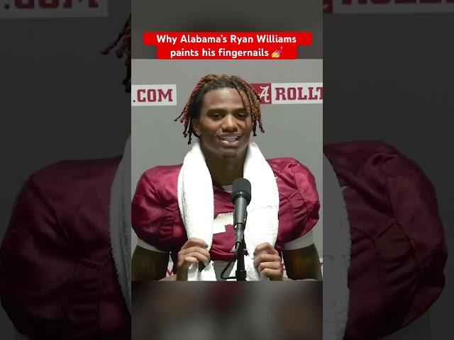 Alabama freshman receiver Ryan Williams is asked about his painted fingernails #rtr #rolltide