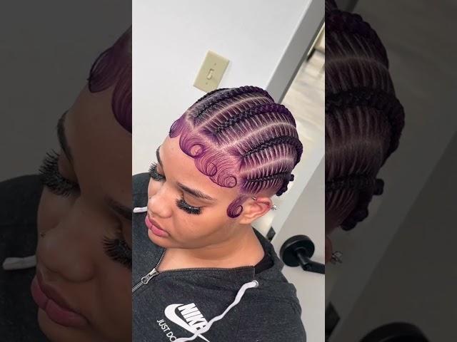 Neat Stitch Braids Slayed On Natural HairPurple Color w/ Arrogant Tae Tutorial Ft.@UlaHair  #shorts