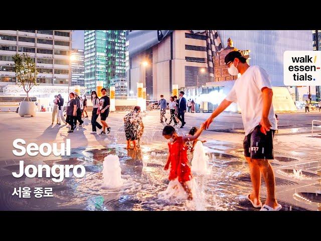 Summer Night walk in Mid-Seoul  New Gwanghwamun Square, Jongno, Hipjiro 4K60 ( Seoul, Korea )