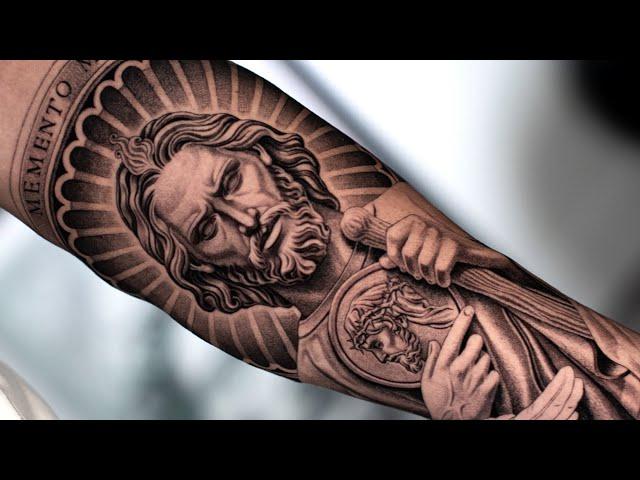 Black and Grey Saint Jude Tattoo | Timelapse | 3RL