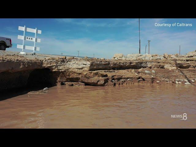 Moving geyser impacting major roadway in Imperial County - Caltrans drone video of Niland Geyser