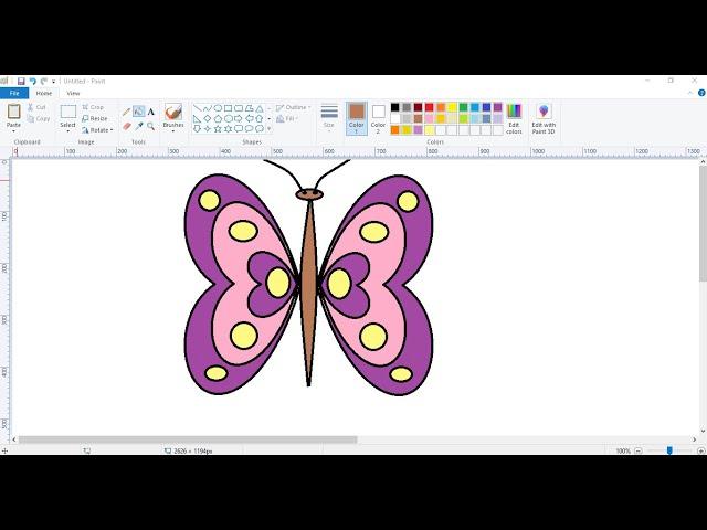 Drawing with PC paint||Easy Butterfly drawing||PC Paint drawing||L&L kids