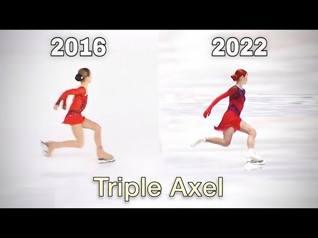 ALL the Triple Axel attempts of Alexandra Trusova (2016 - 2022) will she land it at the olympics !